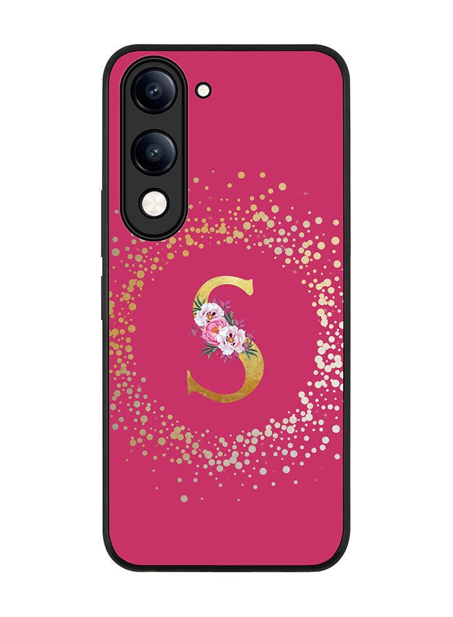 For vivo Y04 / Y29t 5G Case,Slim fit Camera Protection, Shockproof Thin Phone cover  - Custom Monogram Floral - S ( Deep Pink )